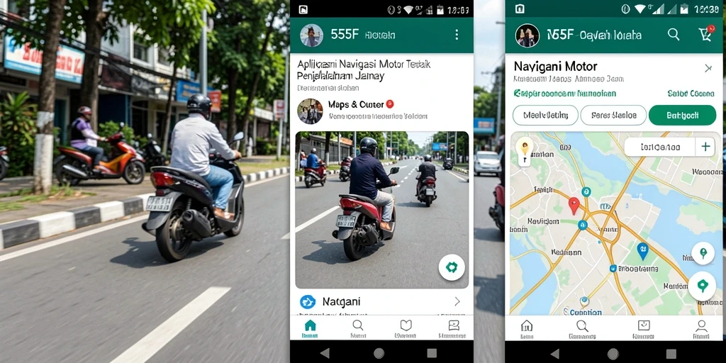 Antarmuka aplikasi 555F dengan informasi navigasi motor yang jelas.