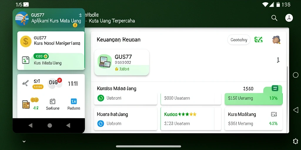 Tampilan antarmuka GUS77 yang modern dan intuitif untuk kurs mata uang.