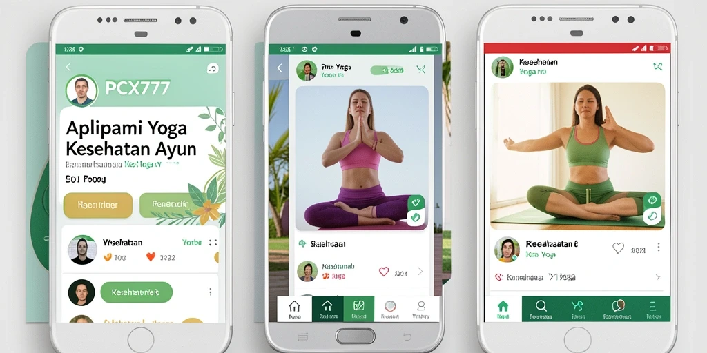 Antarmuka aplikasi PCX777 menampilkan pose Yoga yang bermanfaat.
