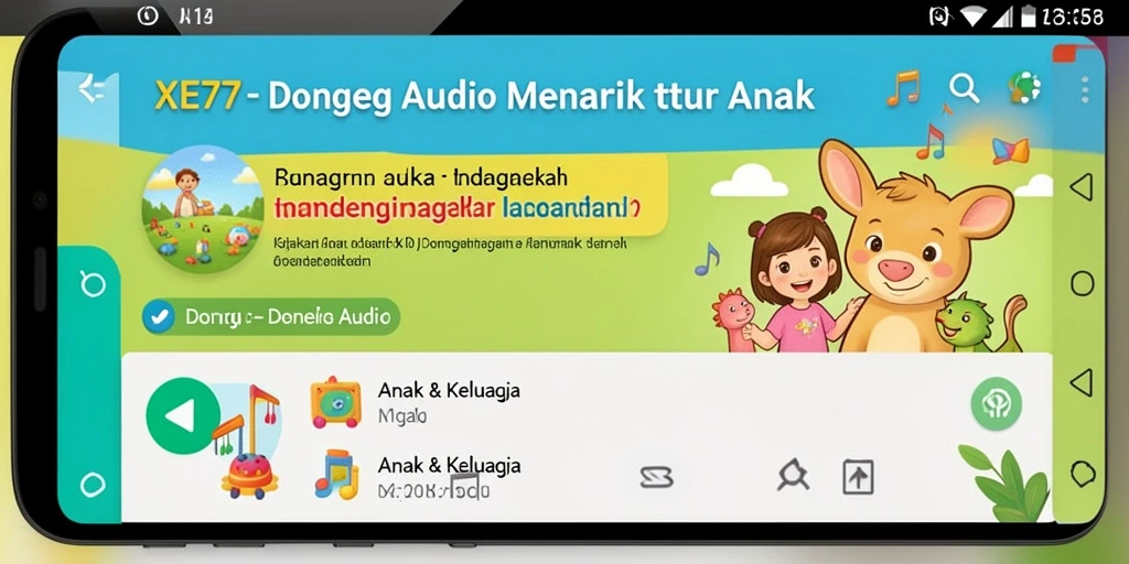 Antarmuka XE77 dengan fitur Dongeng Audio yang menarik.